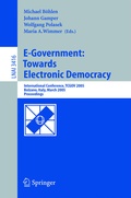 Cover: E-Government: Towards Electronic Democracy - Springer