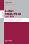 Cover: Information Context: Nature, Impact, and Role - Springer