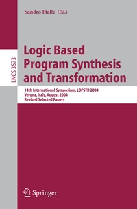 Enlarge image Cover: Logic Based Program Synthesis and Transformation - Springer