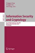Cover: Information Security and Cryptology - Springer