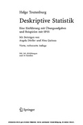 Cover: Deskriptive Statistik - Springer