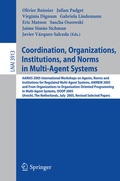 Cover: Coordination, Organizations, Institutions, and Norms in Multi-Agent Systems - Springer
