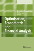 Cover: Optimisation, Econometric and Financial Analysis - Springer