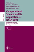 Cover: Computational Science and Its Applications - ICCSA 2003 - Springer