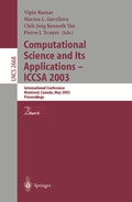 Cover: Computational Science and Its Applications - ICCSA 2003 - Springer