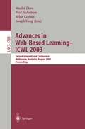 Cover: Advances in Web-Based Learning -- ICWL 2003 - Springer