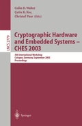 Cover: Cryptographic Hardware and Embedded Systems -- CHES 2003 - Springer