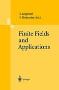 Cover: Finite Fields and Applications - Springer