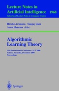 Cover: Algorithmic Learning Theory - Springer