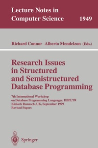 Enlarge image Cover: Research Issues in Structured and Semistructured Database Programming - Springer