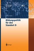 Cover: Bildungspolitik f&uuml;r den Standort D - Springer