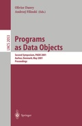 Cover: Programs as Data Objects - Springer