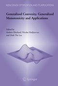 Cover: Generalized Convexity, Generalized Monotonicity and Applications - Springer