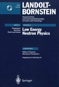 Cover: Tables of Neutron Resonance Parameters (Supplement to Subvolume B) - Springer