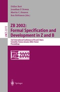 Cover: ZB 2002: Formal Specification and Development in Z and B - Springer