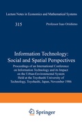 Cover: Information Technology: Social and Spatial Perspectives - Springer