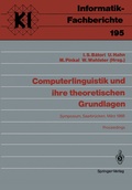 Cover: Computerlinguistik und ihre theoretischen Grundlagen - Springer