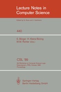 Cover: CSL '89 - Springer