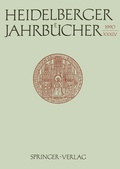 Cover: Heidelberger Jahrb&uuml;cher - Springer