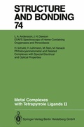 Cover: Metal Complexes with Tetrapyrrole Ligands II - Springer