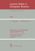Cover: Advances in Cryptology - EUROCRYPT '89 - Springer