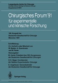 Bild: Chirurgisches Forum '91 f&uuml;r experimentelle und klinische Forschung - Springer