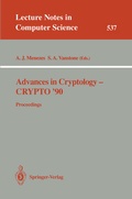 Cover: Advances in Cryptology - CRYPTO '90 - Springer