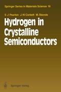 Cover: Hydrogen in Crystalline Semiconductors - Springer