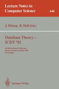 Cover: Database Theory - ICDT '92 - Springer