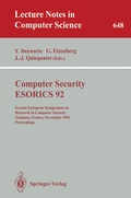 Cover: Computer Security - ESORICS 92 - Springer