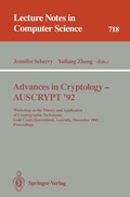 Cover: Advances in Cryptology - AUSCRYPT '92 - Springer