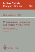 Cover: Programming Languages and System Architectures - Springer
