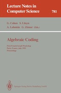 Cover: Algebraic Coding - Springer
