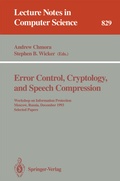 Cover: Error Control, Cryptology, and Speech Compression - Springer