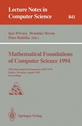Cover: Mathematical Foundations of Computer Science 1994 - Springer