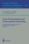 Cover: Logic Programming and Nonmonotonic Reasoning - Springer