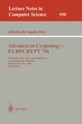 Cover: Advances in Cryptology - EUROCRYPT '94 - Springer