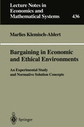 Cover: Bargaining in Economic and Ethical Environments - Springer
