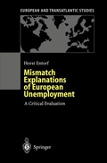 Cover: Mismatch Explanations of European Unemployment - Springer