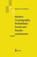 Cover: Modern Cryptography, Probabilistic Proofs and Pseudorandomness - Springer