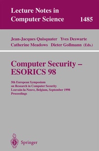 Enlarge image Cover: Computer Security - ESORICS 98 - Springer