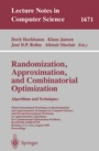 Cover: Randomization, Approximation, and Combinatorial Optimization. Algorithms and Techniques - Springer