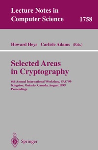 Enlarge image Cover: Selected Areas in Cryptography - Springer