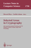 Cover: Selected Areas in Cryptography - Springer
