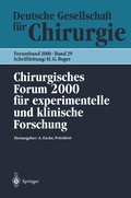 Cover: Chirurgisches Forum 2000 f&uuml;r experimentelle und klinische Forschung - Springer