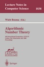 Cover: Algorithmic Number Theory - Springer