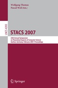 Cover: STACS 2007 - Springer
