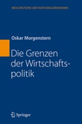 Cover: Die Grenzen der Wirtschaftspolitik - Springer