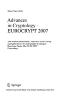 Cover: Advances in Cryptology - EUROCRYPT 2007 - Springer
