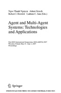 Cover: Agent and Multi-Agent Systems: Technologies and Applications - Springer